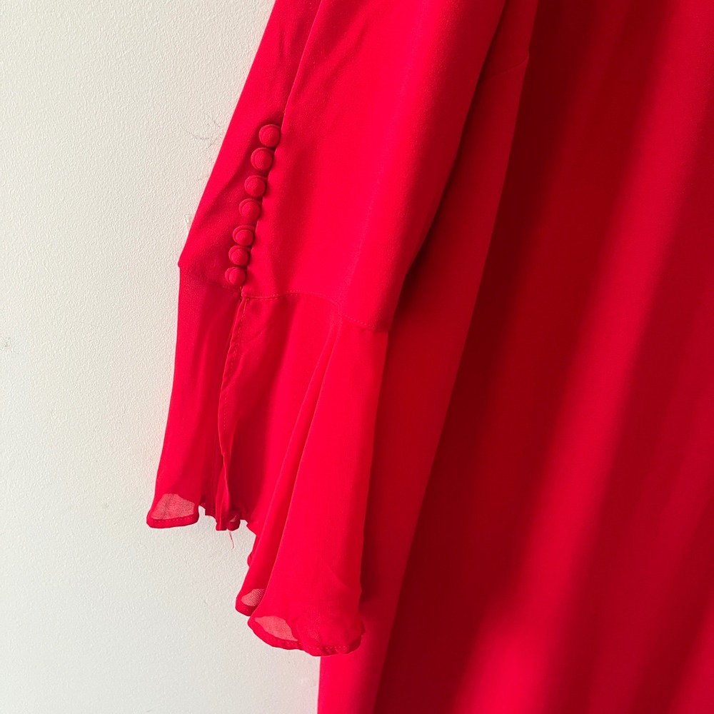 Calvin Klein Bell Sleeve Sheath Dress Red 22W Decorative Button Cuffs - Picture 3 of 11